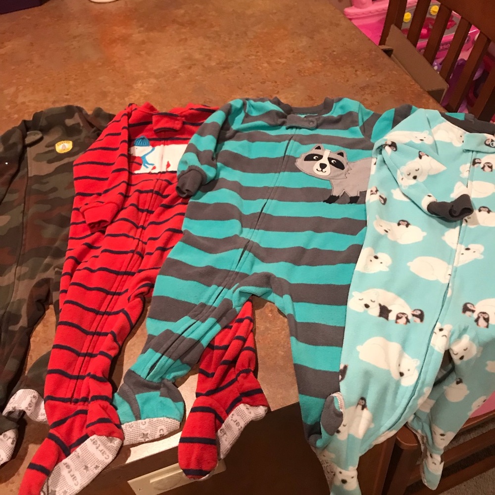 Baby boys size 12 month fleece sleepers
